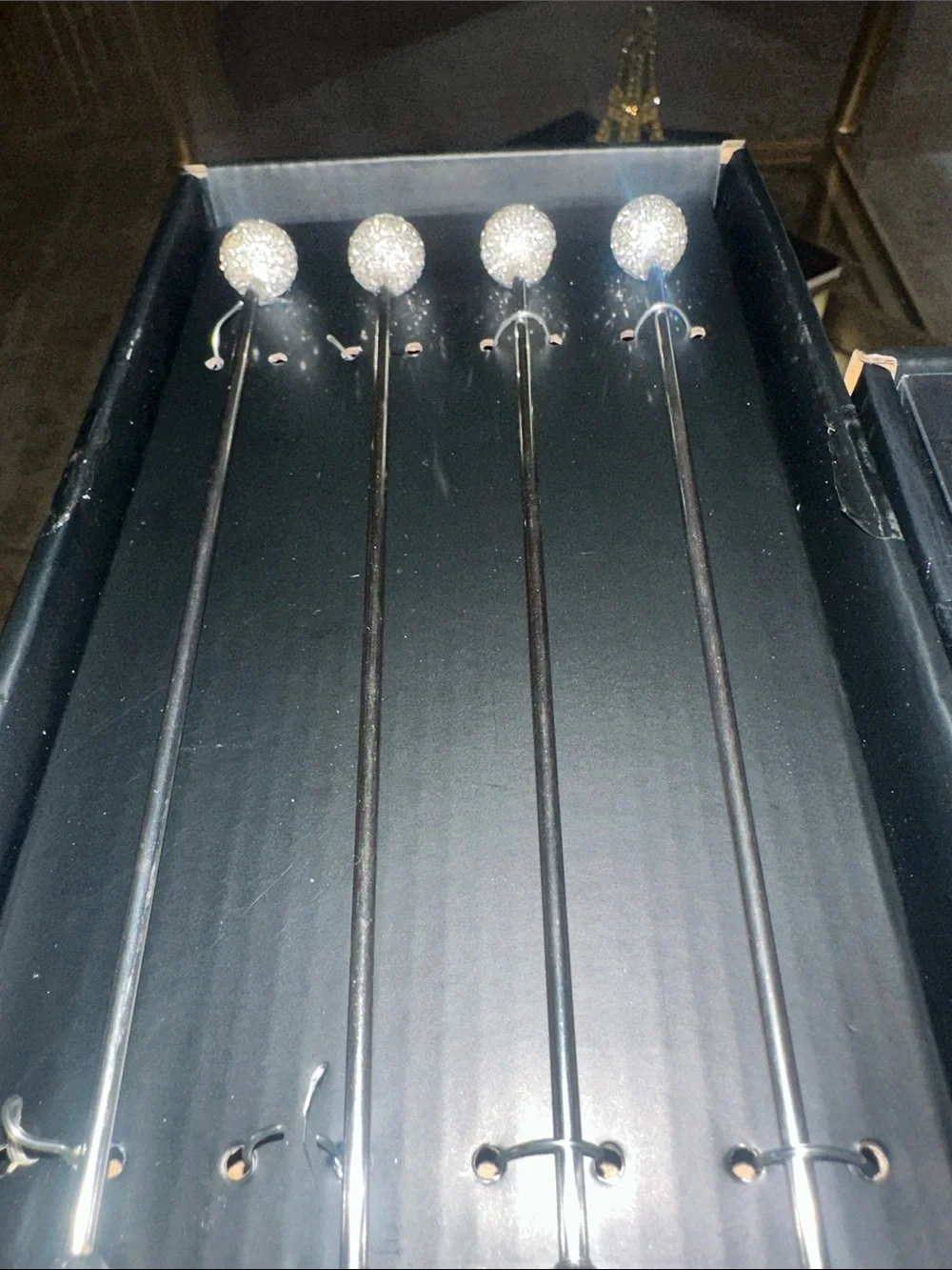 Silver Glitter Ball Cocktail Picks - Set of 8
